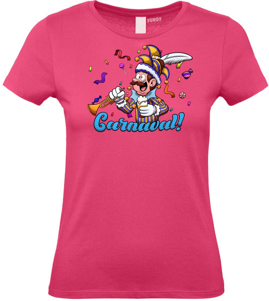 Dames T-shirt Carnavalluh | Carnaval | Carnavalskleding Dames Heren | Roze | maat L